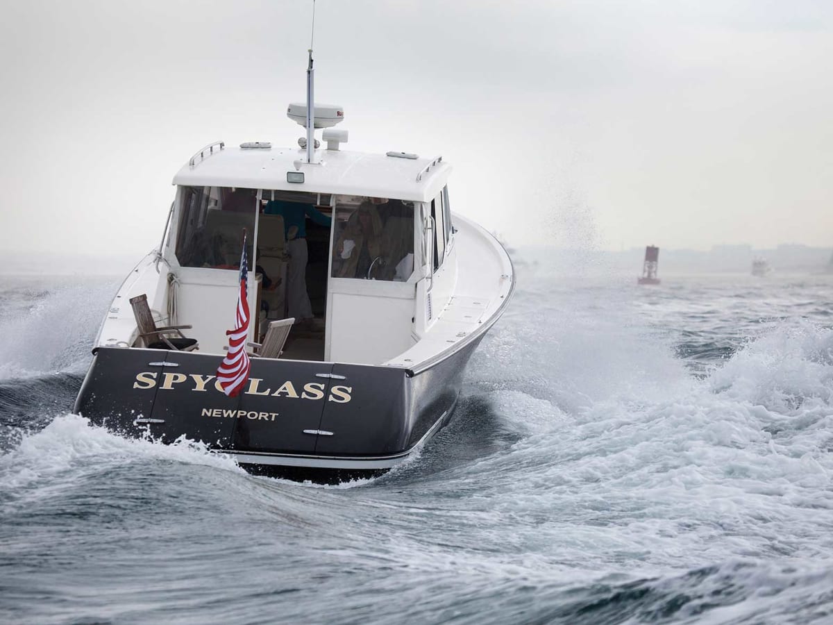 Fishing Speedy Boat Prop Wash, White Wake On The Blue Ocean Sea