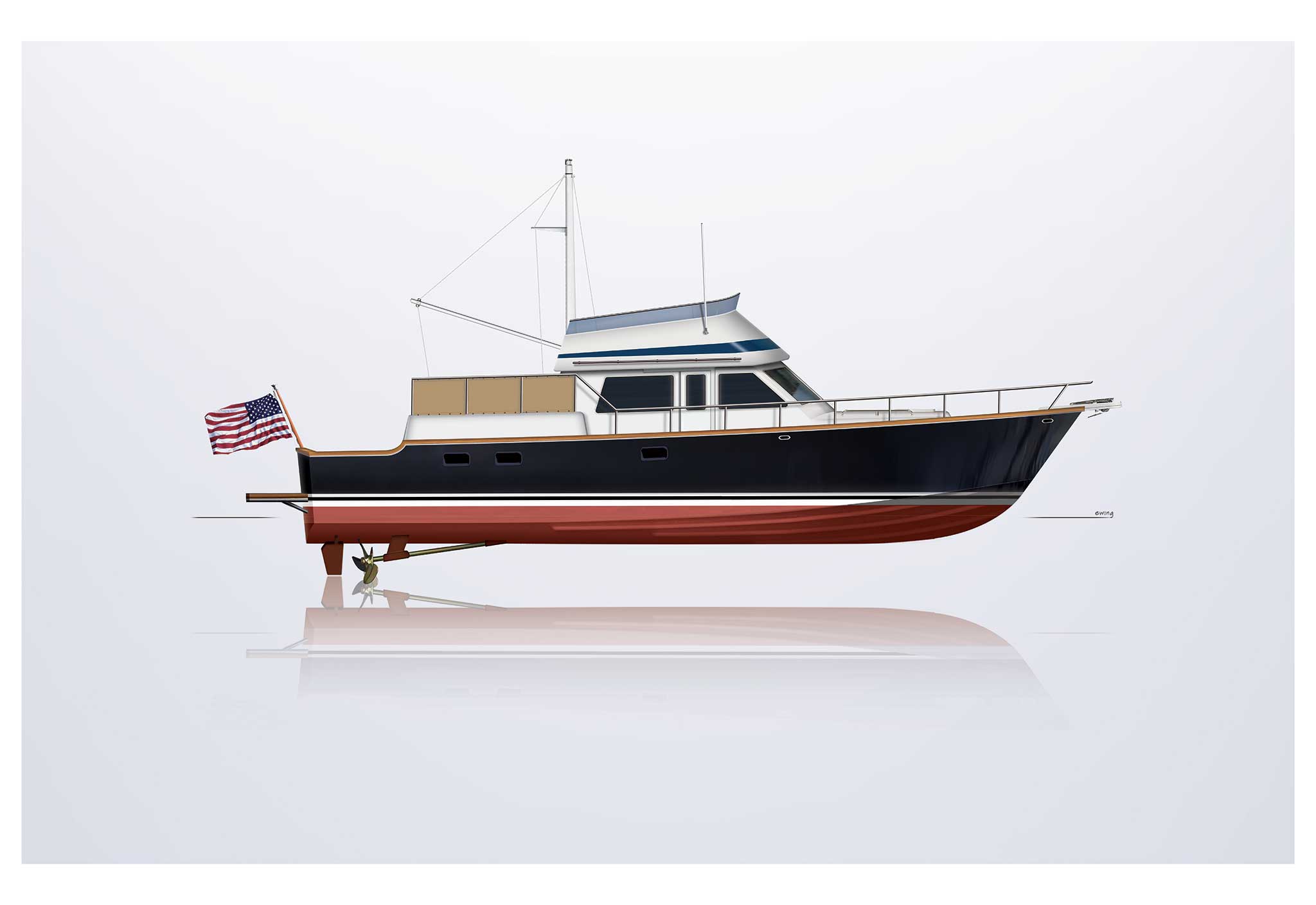 a boat with a flag on it