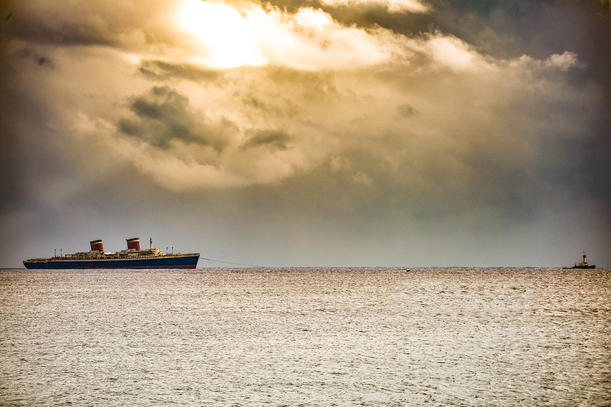 a ship in the ocean
