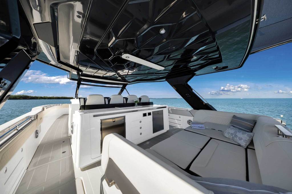 Outside interior of a boat