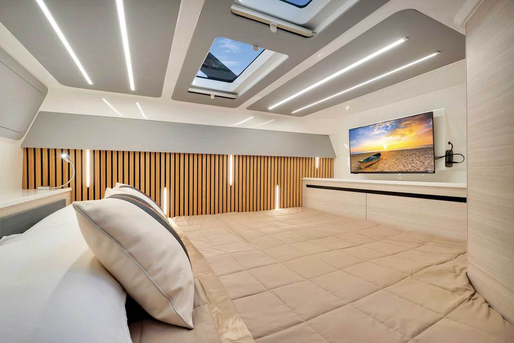 bedroom suite with a skylight