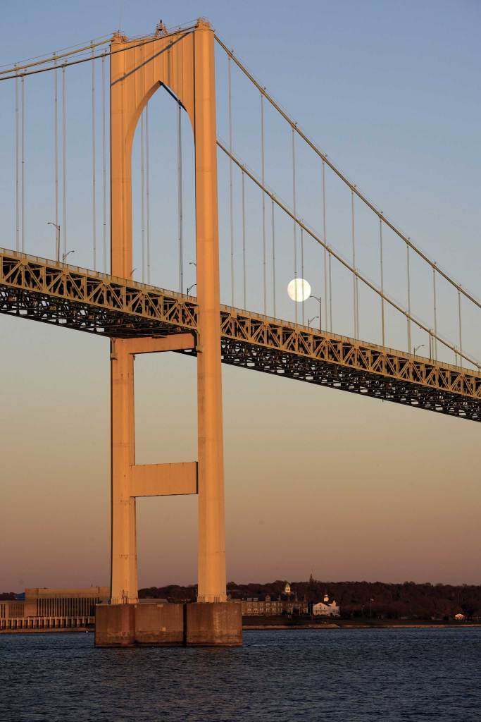 Suspension bridge in the moonlight